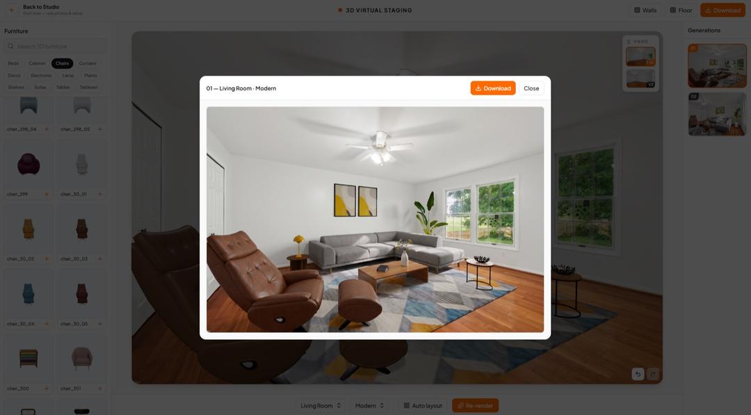 The finished render of view 1, ready to download