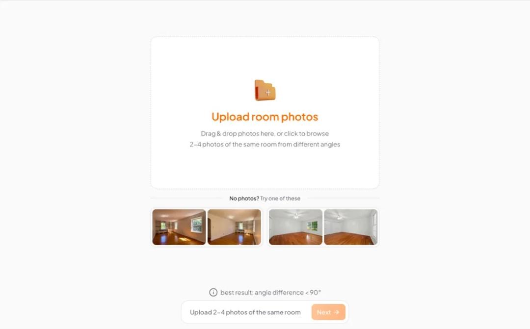 Uploading 2–4 photos of the same room from different angles