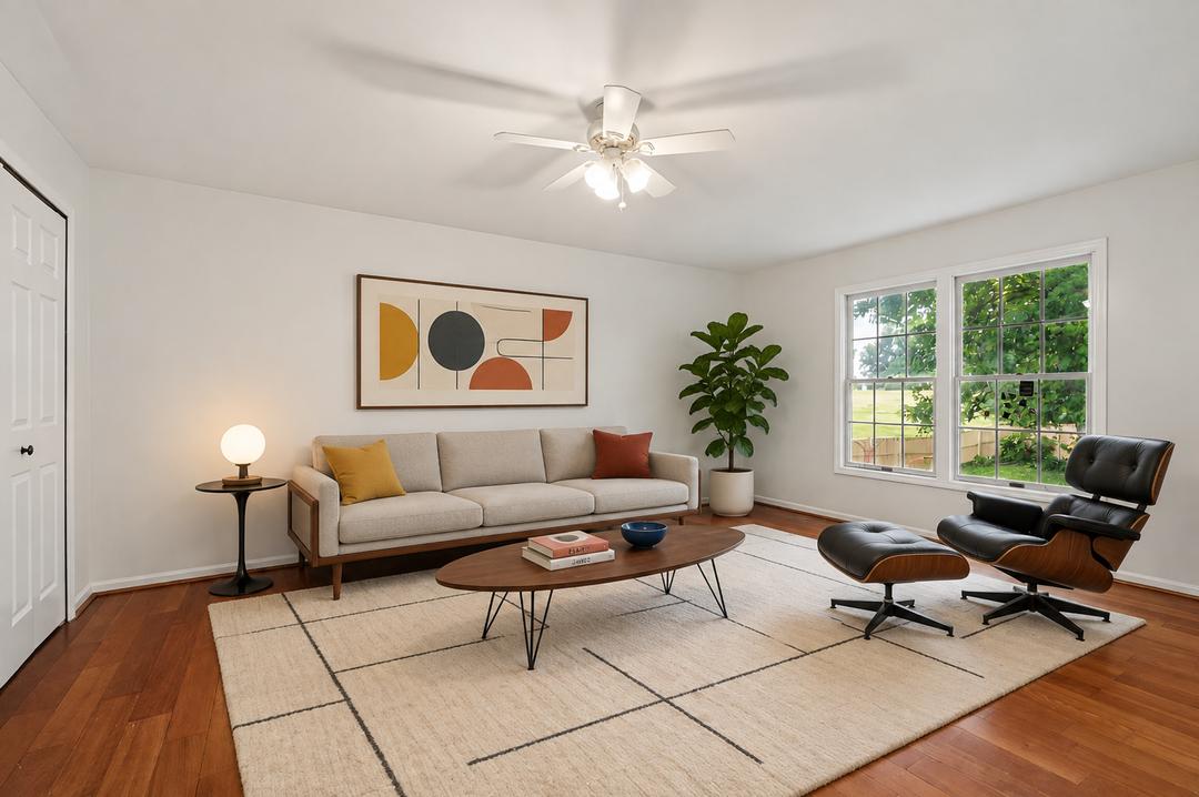 Same staged living room from a second angle with matching furniture