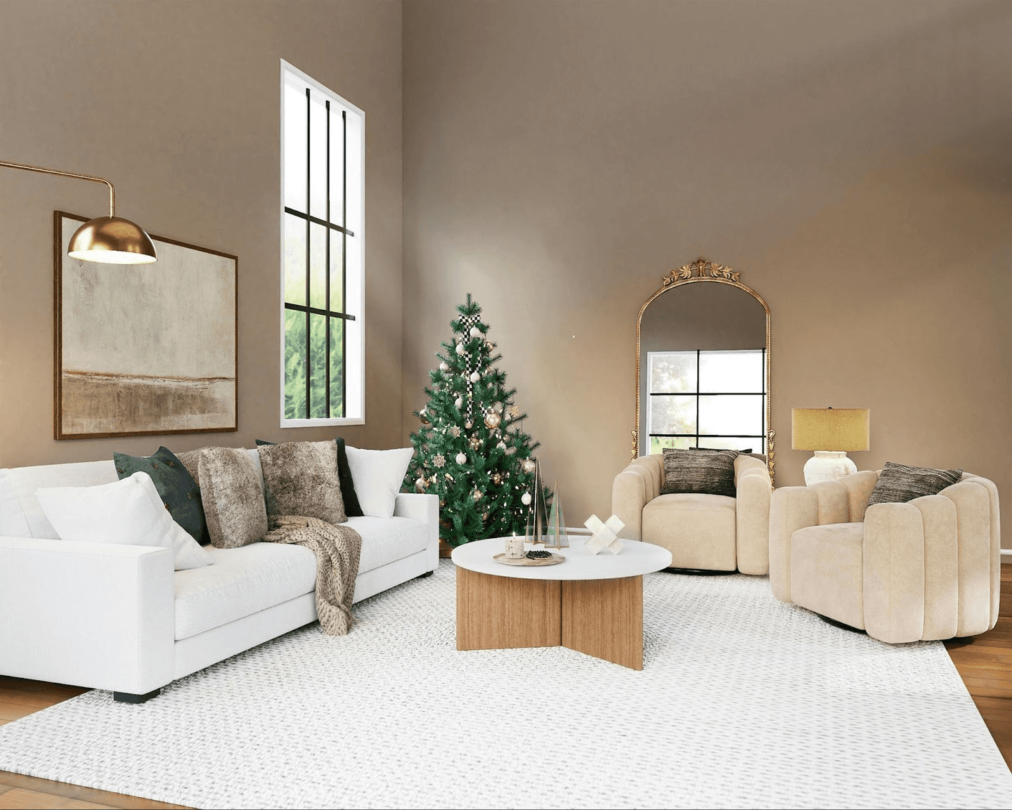 A beautiful virtually staged living room comparison