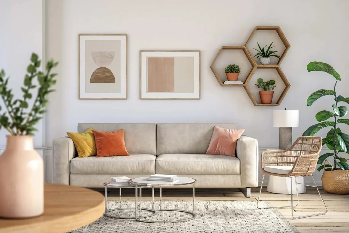 AI virtual staging living room example